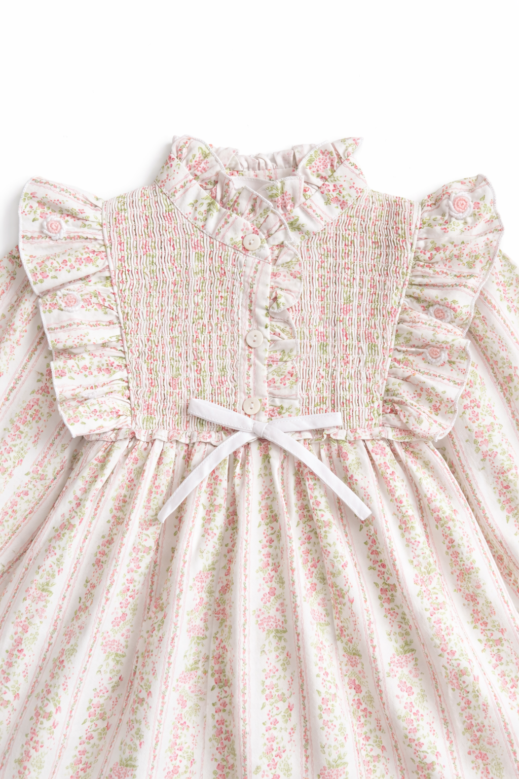 Rosalie Hand-Smocked Dress, Blush Floral Stripe