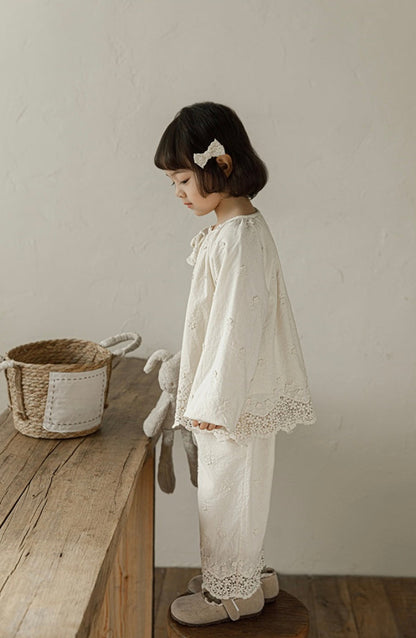 Floral Embroidered Trousers, Ivory