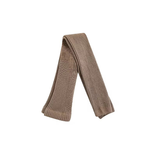 Girls’ medium weight ribbed cotton footless tights in dark beige by Ava & Bear London