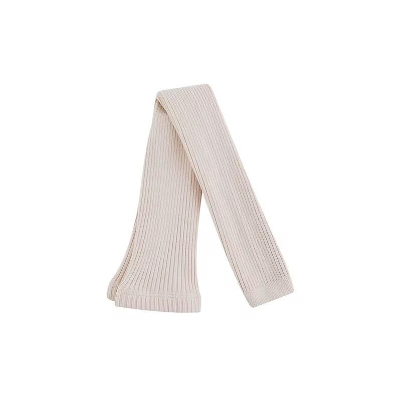 Girls’ medium weight ribbed cotton footless tights in sand by Ava & Bear London