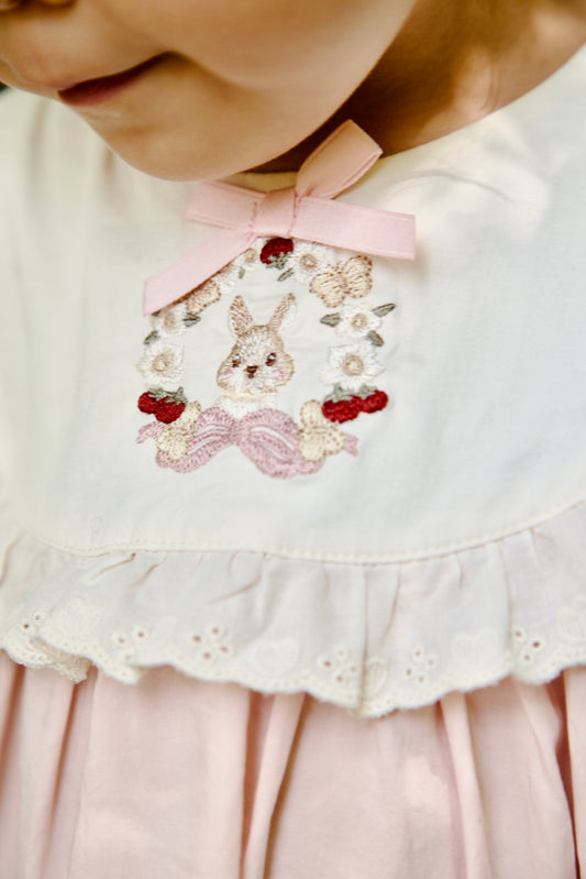 Baby Girl Pink Bunny Embroidered Dress