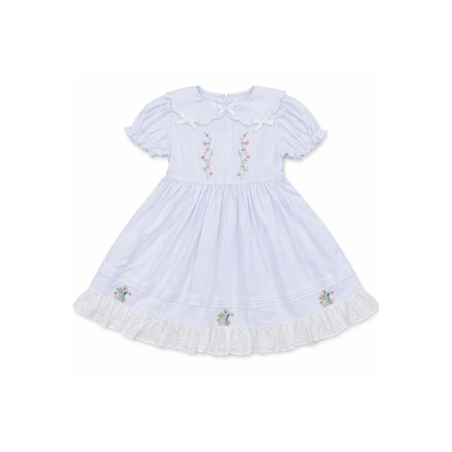 Iris Floral Embroidered Dress, Ivory