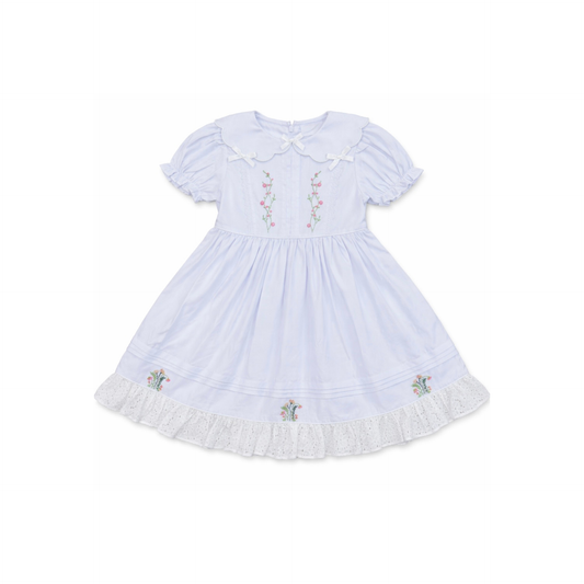 Iris Floral Embroidered Dress, Ivory